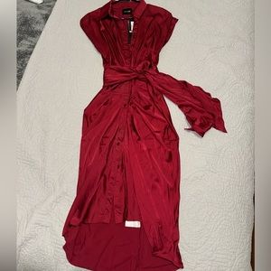 Silky dress. Gives you a nice figure with waist tie